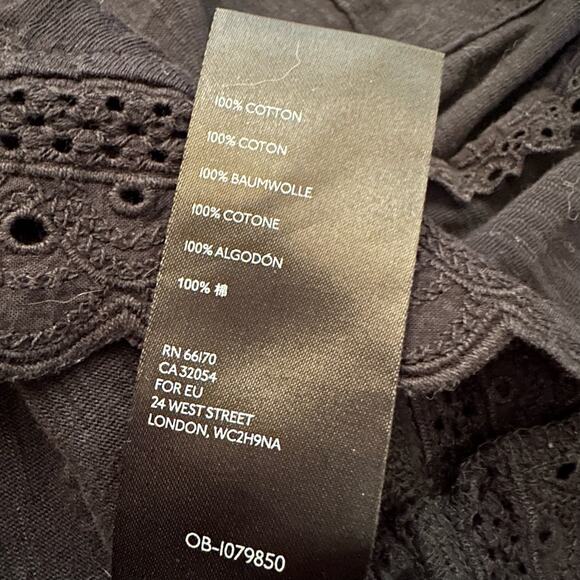 Anthropologie black long sleeve floral embroidered top size XS - Picture 9 of 12